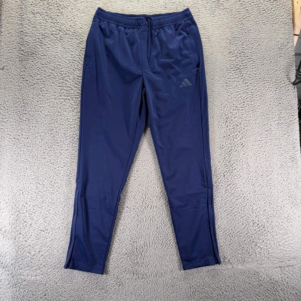 Adidas Pant Mens L Blue Track Tapered Leg Athletic Sports Performance Workout